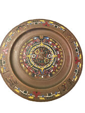 Mayan Aztec Calendar Metal Plate Mexico Copper Art Wall Decor Vintage 11