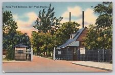 Navy Yard Entrance Gate House Key West Florida FL Linen Postcard picture