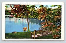 Great Pond Belgrade Lakes Maine WB Postcard PM Oakland ME Cancel WOB Note VTG 1c picture