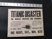1912 Rare Titanic  Feature Show Advertising  ”AGED Looks Old  8.5 By 11 In. picture