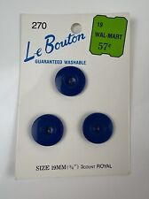 Vintage NOS Le Bouton 3 Count Royal Blue Buttons 19MM #270 Replacement Buttons picture