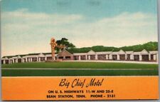 1950s BEAN STATION, Tennessee Postcard BIG CHIEF MOTEL Highway 25 Roadside Linen picture