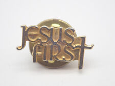 Jesus First Cross Gold Tone Vintage Lapel Pin picture
