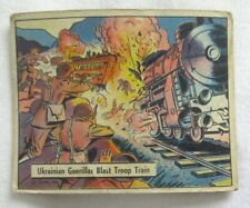 VTG HTF 1942 GUM USA WAR SCENES TRADING CARD #77 UKRAINIAN GUERILLAS BLAST TRAIN picture