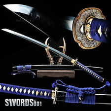 dark blue ito sageo clay tempered Japanese Samurai Katana Sword T10 carbon steel picture