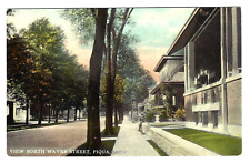 Piqua Ohio WAYNE STREET View North Houses and Road Vintage Residences Postcard picture