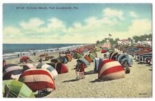 Fort Lauderdale Florida c1940's Atlantic Ocean beach scene, vintage cars picture