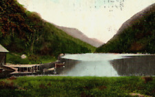 Lower Cascade Lake Adirondack Mountains NY Postcard Dock Canoes Posted 1910 picture