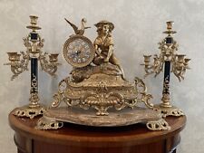 Antique Clock And Candle Holder picture