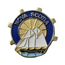 Vintage Nova Scotia Canada Sailboat Wheel Travel Souvenir Pin picture