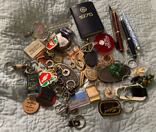 Huge Junk Drawer Lot Keychain Pens Money Clip Auto Travel Advertisement VTG picture