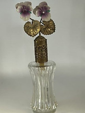 Vintage Clear Fluted Glass Floral Perfume Bottle - By Pompadour picture