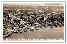 Seattle Washington WA Postcard RPPC Photo Seattle Waterfront Aerial View c1930's picture
