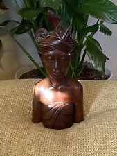 MCM Vintage Klungkung Bali Hand Carved Dense Ironwood Bust Statue of a Man 10