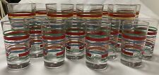 Full Set Of 16 Fiesta Ware Striped Glasses 8 Full Size 8 Juice Size picture