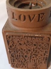 Holiday Candle Holder Love 1977 Abbey Press Spiritual Word Sides 5' T 3