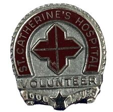 Sterling St. Catherine's Hospital Silver Pin 1000 Hour Volunteer USA Vintage  picture