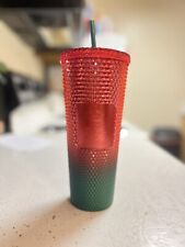 Green Red - 2022 Starbucks 24oz Cold Drink Cup Studded Tumbler Christmas Gif New picture