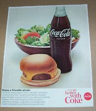 1966 print ad page - COKE Coca-Cola soda pop - burger cheeseburger Advertising picture