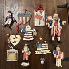 LOT of 10 VARIOUS PATRIOTIC CHRISTMAS ORNAMENTS GOD BLESS AMERICA picture