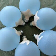 6 Vintage Frosted Matte Blown Glass Pastel Blue Mica White Snow Frost Read picture