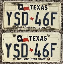 Vintage Large Texas Flag TX Vehicle Passenger License Plate Pair picture