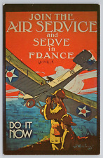 WWI Join The Air Service Army Recruiting Poster 1970s Postcard British Bi-Plane picture