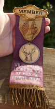Antique Improved Elks Member - Whitewater Lodge No. 479 Ribbon Medal Badge Pin picture