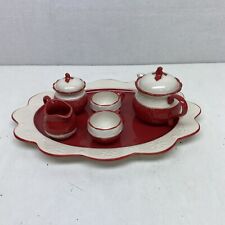 Ceramic Miniature Child’s Tea Set for 4 Polka Dots by Alextoys w Creamer & Sugar picture