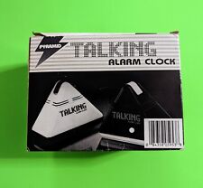 VTG Pyramid Talking Clock T-10 Orig Box Robot Voice Black White - Tested/Works picture