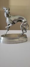 VINTAGE METAL GREYHOUND WHIPPET DOG W/STICK ON STAND picture