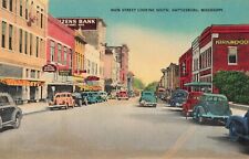 Hattiesburg, Mississippi Postcard Main Street Classic Cars   c 1940s  X1* picture