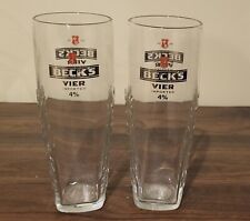 2 Rare German Beck's Vier 4% Embossed Beer Glasses  picture