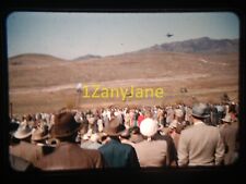 9D18 35MM SLIDE Photo CROWD WATCHES PLANE FLY OVERHEAD picture
