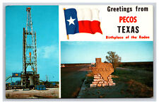 Greetings From The Birthplace Of The Rodeo, Pecos Texas TX Postcard picture