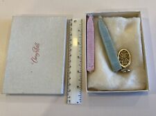 Vintage Gold Tone Fleur De Lis Wax Seal Stamp 1 Pink and 1 Green Dripping Candle picture