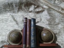 Vintage Old World Globe Wood Book Ends picture