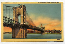 Suspension Bridge, Cincinnati, Ohio OH Landscape Sunset/Sunrise Vintage Postcard picture