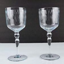 (2) Glastonbury Lotus Etched Cut Wine Glasses Vintage picture