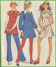 1970s Vintage Mini Dress or Tunic w/ Collar Simplicity 5088 Pattern Sz 9 Jp B 33 picture