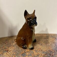 Vintage Sitting Boxer Dog Figurine 4 Inches Tall Brown With Black Nose And Feet picture