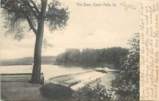 Cedar Falls Iowa~The Dam~Wooden Planks By Tree~1906 Postcard picture