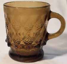 Vintage Anchor Hocking Fire King Glass Kimberly Diamond Amber Brown Coffee Mug picture