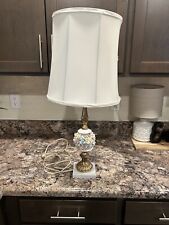Vintage Porcelain Flowered Lamp Marble Base Made In Italy  picture