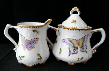 ANNA WEATHERLEY Hand painted SUGAR BOWL & CREAMER Spring in Budapest Butterflies picture