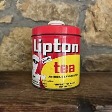 Vintage 1960's Lipton Tea Canister Button-Top Tin JL Clark Container. picture