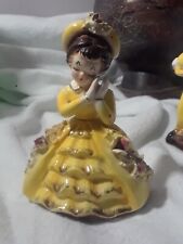 ARNART CREATION Girl Yellow Dress & Young Girl in Tuxedo tails vtg 1800s C9 picture