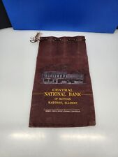 Vintage Central National Bank Money Bag Bank Bag Illinois  picture