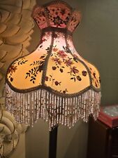 Custom Victorian Bell Empire with Crown Lamp Shade Hand Beaded Fringe Floral picture