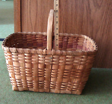 Antique Large  Market Basket with shaved handle  1940s Native American picture